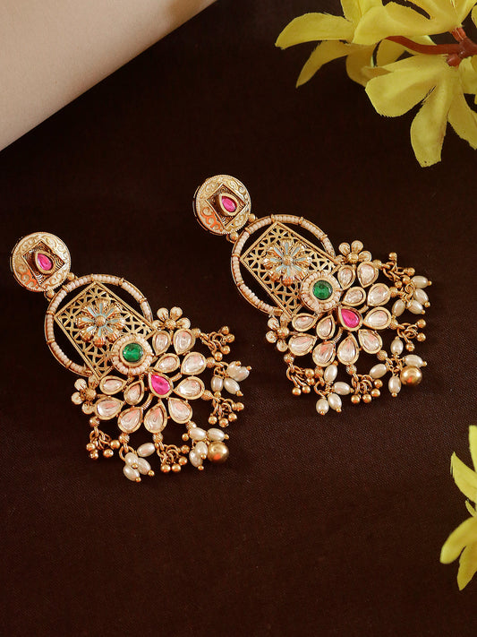 Swisni Alloy Golden Earrings with Multi Beads For Women|For Girls|Gifting|Anniversary|Birthday|Girlfriend