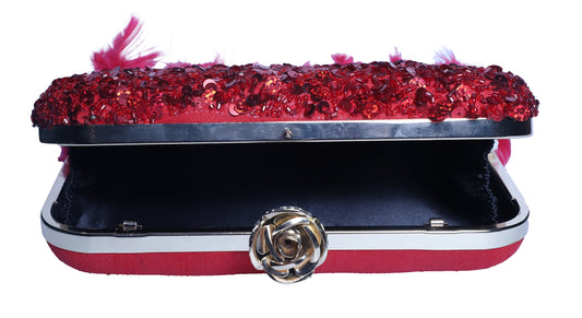 Attractive Red Fur Clutch  for Women & Girls