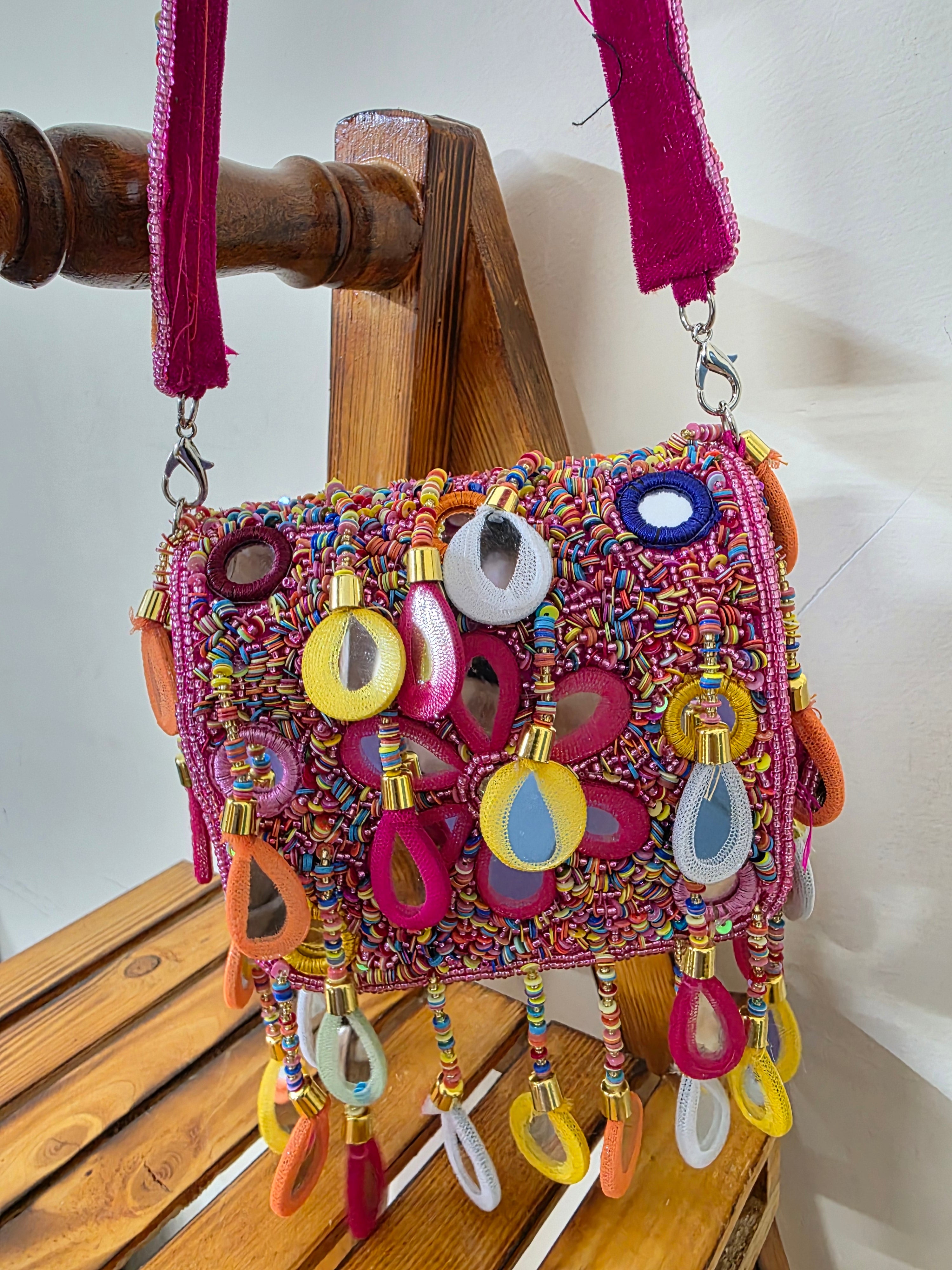 Mirror multi mini hot pink  flap bag