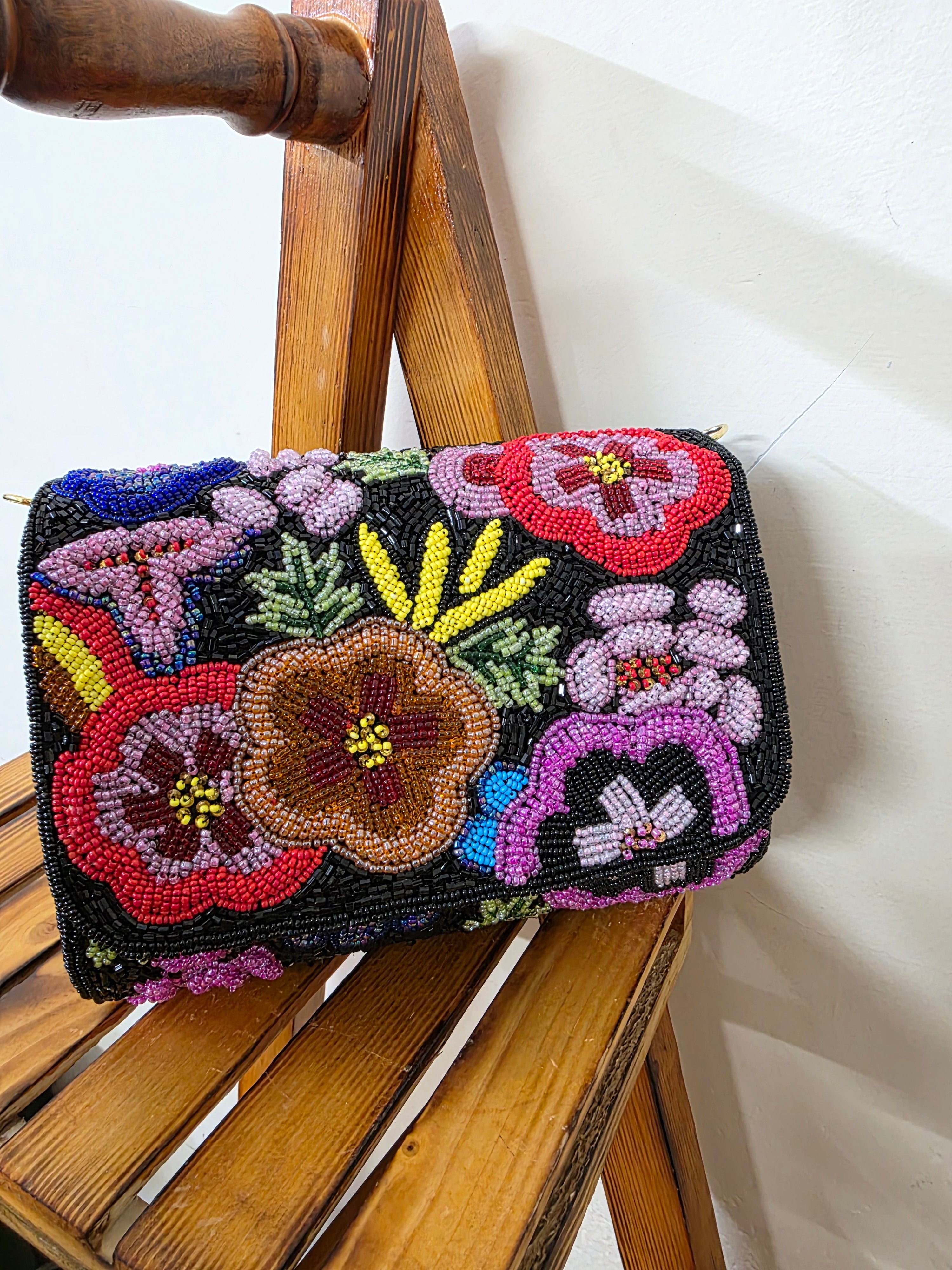 Black multicolor flap bags