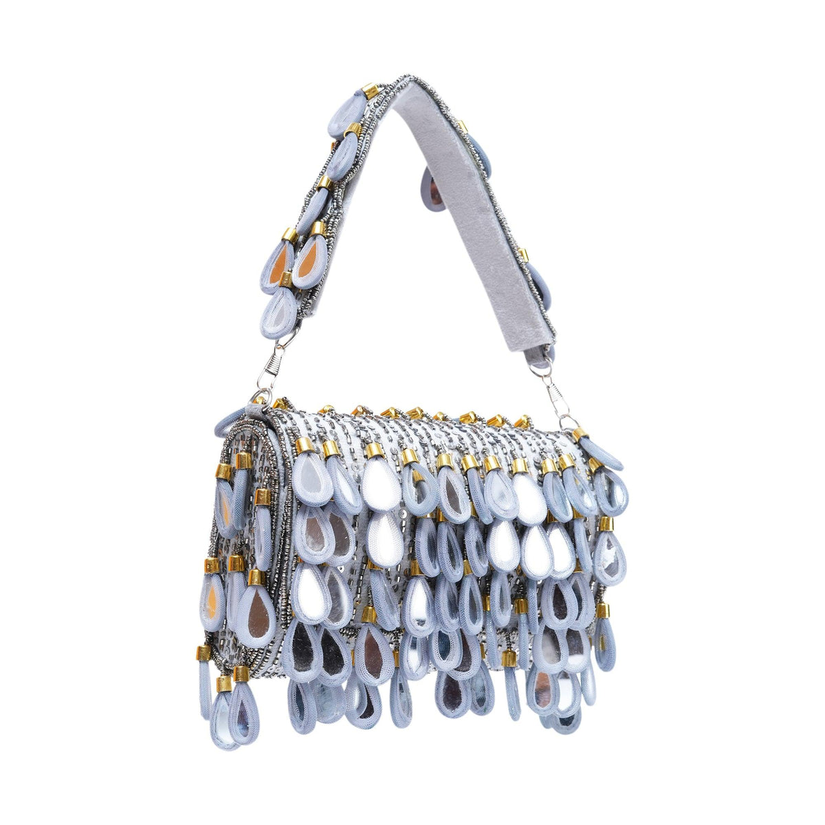 Grey mirror flap bags