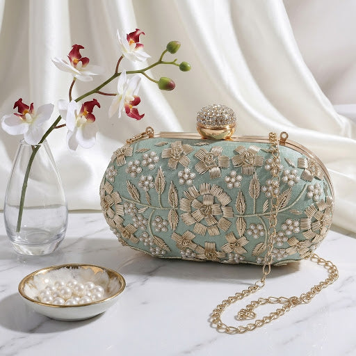 Swisni Luxury Hand-Embroidered Designer Clutch Bag | SWIS-481