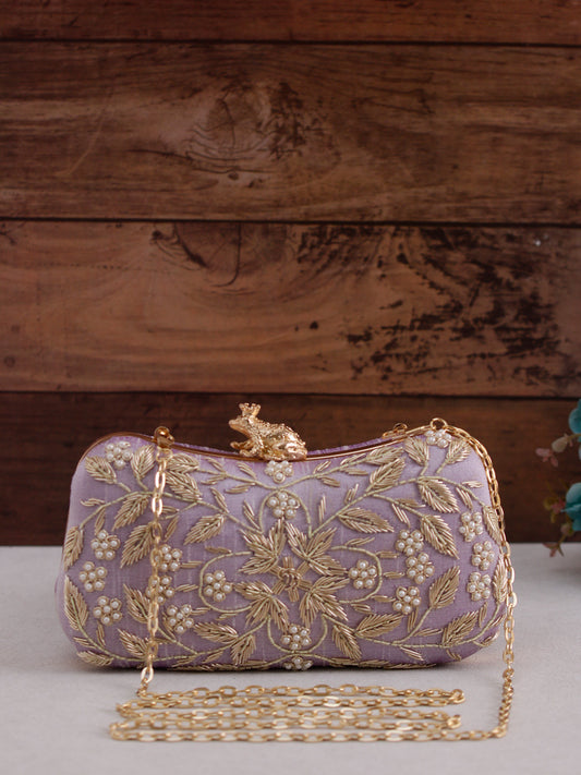 Swisni lilac frog design clutch