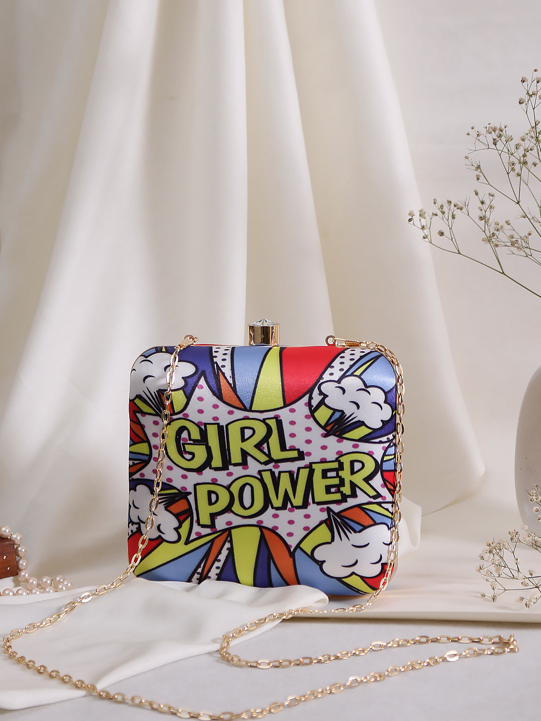 Swinsi girl power digital printed clutch