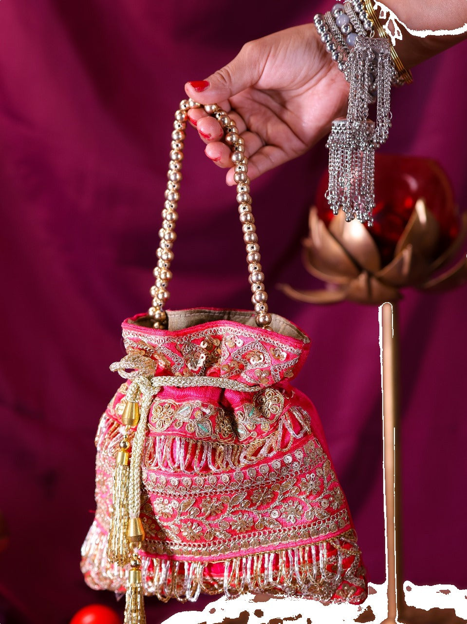 Swisni Luxury Hand-Embellished Wedding Potli Bag | SWIS-2069