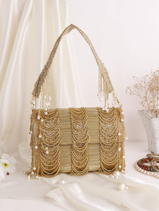 SWISNI GOLDEN LATKAN FLAP CLUTCH