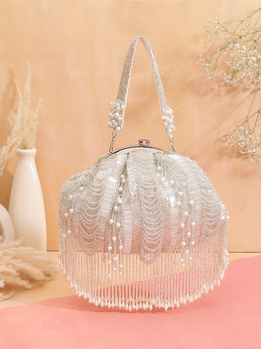 SWISNI SILVER EMBROIDRED BATUA BAG